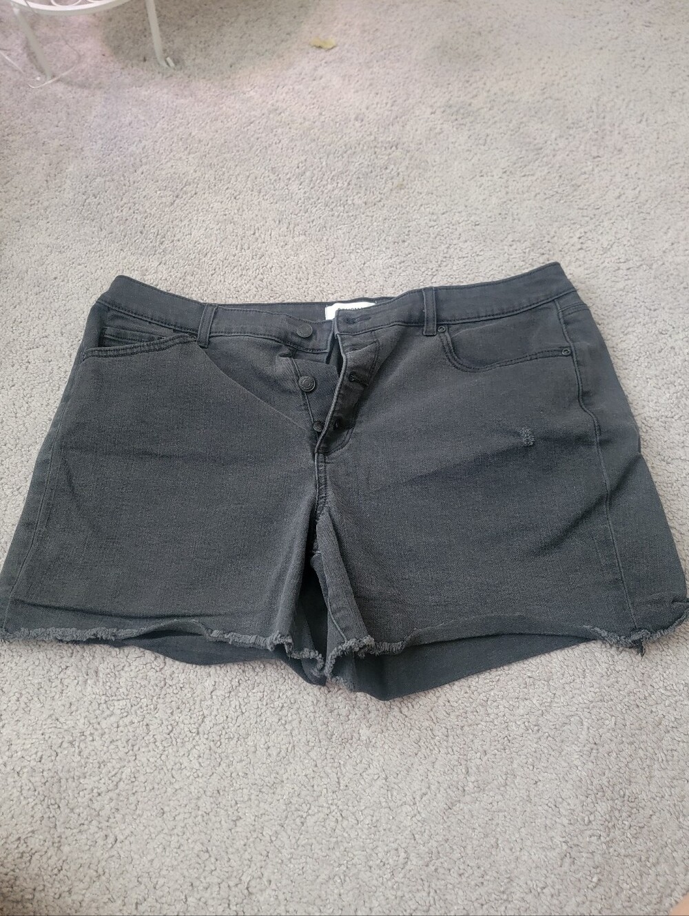 Sonoma Black Button-Front Frayed Hem Jean Shorts